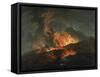 Vesuvius Erupting at Night, Observed by Elegant Gentlemen-Jacques Antoine Volaire-Framed Stretched Canvas