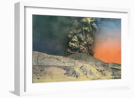 Vesuvius Erupting, Naples, Italy-null-Framed Art Print