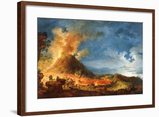 Vesuvius Erupting, with Sightseers in the Foreground-Pierre Jacques Volaire-Framed Giclee Print