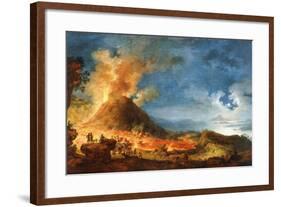 Vesuvius Erupting, with Sightseers in the Foreground-Pierre Jacques Volaire-Framed Giclee Print