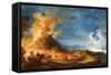 Vesuvius Erupting, with Sightseers in the Foreground-Pierre Jacques Volaire-Framed Stretched Canvas