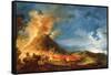 Vesuvius Erupting, with Sightseers in the Foreground-Pierre Jacques Volaire-Framed Stretched Canvas