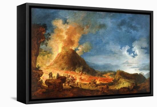 Vesuvius Erupting, with Sightseers in the Foreground-Pierre Jacques Volaire-Framed Stretched Canvas