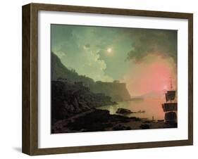 Vesuvius from Posillipo, C.1788 (Oil on Panel)-Joseph Wright Of Derby-Framed Giclee Print