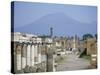 Vesuvius Volcano from Ruins of Forum Buildings in Roman Town, Pompeii, Campania, Italy-Tony Waltham-Stretched Canvas