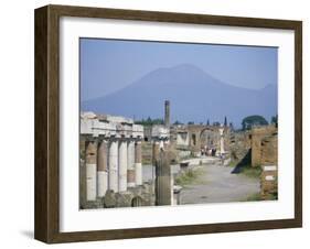 Vesuvius Volcano from Ruins of Forum Buildings in Roman Town, Pompeii, Campania, Italy-Tony Waltham-Framed Photographic Print