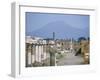 Vesuvius Volcano from Ruins of Forum Buildings in Roman Town, Pompeii, Campania, Italy-Tony Waltham-Framed Photographic Print