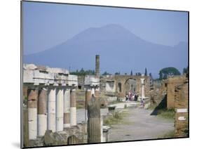 Vesuvius Volcano from Ruins of Forum Buildings in Roman Town, Pompeii, Campania, Italy-Tony Waltham-Mounted Photographic Print