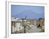 Vesuvius Volcano from Ruins of Forum Buildings in Roman Town, Pompeii, Campania, Italy-Tony Waltham-Framed Photographic Print