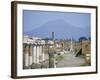 Vesuvius Volcano from Ruins of Forum Buildings in Roman Town, Pompeii, Campania, Italy-Tony Waltham-Framed Photographic Print