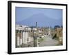 Vesuvius Volcano from Ruins of Forum Buildings in Roman Town, Pompeii, Campania, Italy-Tony Waltham-Framed Photographic Print