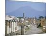 Vesuvius Volcano from Ruins of Forum Buildings in Roman Town, Pompeii, Campania, Italy-Tony Waltham-Mounted Photographic Print
