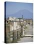 Vesuvius Volcano from Ruins of Forum Buildings in Roman Town, Pompeii, Campania, Italy-Tony Waltham-Stretched Canvas