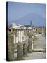 Vesuvius Volcano from Ruins of Forum Buildings in Roman Town, Pompeii, Campania, Italy-Tony Waltham-Stretched Canvas