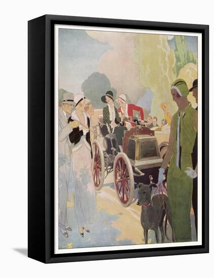 Veteran Car is Admired by Passers-By in the Champs Elysees Paris-Ren? Vincent-Framed Stretched Canvas