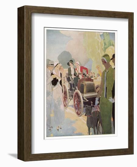 Veteran Car is Admired by Passers-By in the Champs Elysees Paris-Ren? Vincent-Framed Art Print