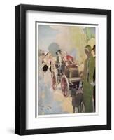 Veteran Car is Admired by Passers-By in the Champs Elysees Paris-Ren? Vincent-Framed Art Print