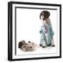 Veterinary Care - German Shorthaired Pointer Dressed as a Veterinarian Looking after Sick Puppy-Willee Cole-Framed Premium Photographic Print