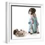 Veterinary Care - German Shorthaired Pointer Dressed as a Veterinarian Looking after Sick Puppy-Willee Cole-Framed Photographic Print