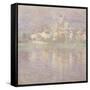 Vétheuil, soleil couchant-Claude Monet-Framed Stretched Canvas