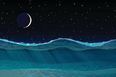 Vector Cartoon Deep Sea Ocean Seascape, Landscape. Underwater, Undersea, Seabed, Bottom Panorama Vi-VetraKori-Stretched Canvas