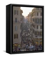 Via Condotti from the Spanish Steps, Rome, Lazio, Italy, Europe-Michael Newton-Framed Stretched Canvas