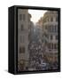 Via Condotti from the Spanish Steps, Rome, Lazio, Italy, Europe-Michael Newton-Framed Stretched Canvas