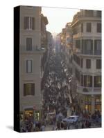 Via Condotti from the Spanish Steps, Rome, Lazio, Italy, Europe-Michael Newton-Stretched Canvas