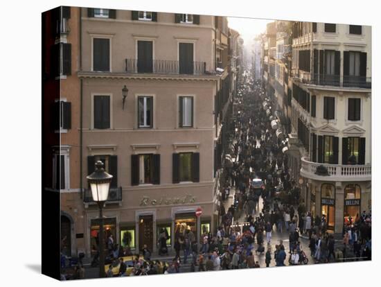 Via Condotti from the Spanish Steps, Rome, Lazio, Italy-Michael Newton-Stretched Canvas