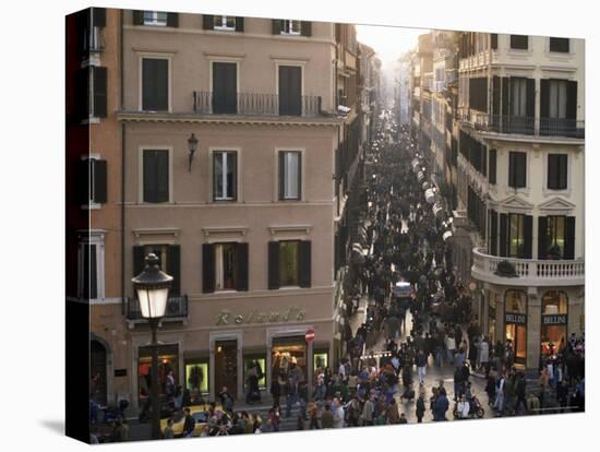 Via Condotti from the Spanish Steps, Rome, Lazio, Italy-Michael Newton-Stretched Canvas