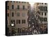 Via Condotti from the Spanish Steps, Rome, Lazio, Italy-Michael Newton-Stretched Canvas