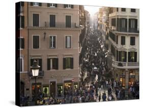 Via Condotti from the Spanish Steps, Rome, Lazio, Italy-Michael Newton-Stretched Canvas