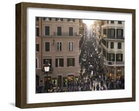 Via Condotti from the Spanish Steps, Rome, Lazio, Italy-Michael Newton-Framed Photographic Print