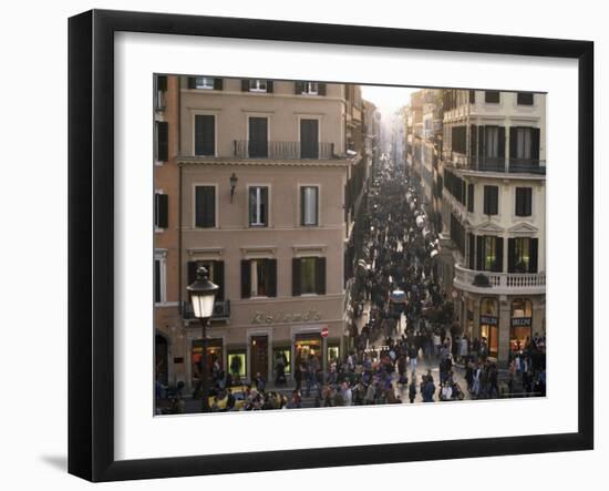 Via Condotti from the Spanish Steps, Rome, Lazio, Italy-Michael Newton-Framed Photographic Print