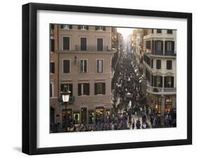 Via Condotti from the Spanish Steps, Rome, Lazio, Italy-Michael Newton-Framed Photographic Print