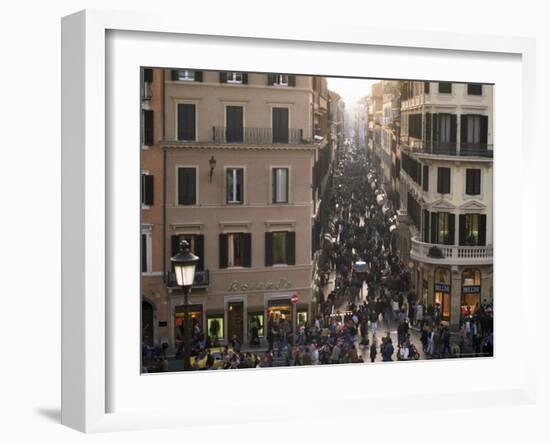 Via Condotti from the Spanish Steps, Rome, Lazio, Italy-Michael Newton-Framed Photographic Print