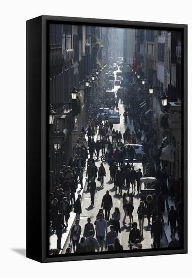 Via Condotti Shopping Street, Rome, Lazio, Italy-Stuart Black-Framed Stretched Canvas