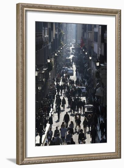 Via Condotti Shopping Street, Rome, Lazio, Italy-Stuart Black-Framed Photographic Print