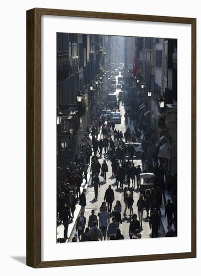 Via Condotti Shopping Street, Rome, Lazio, Italy-Stuart Black-Framed Photographic Print