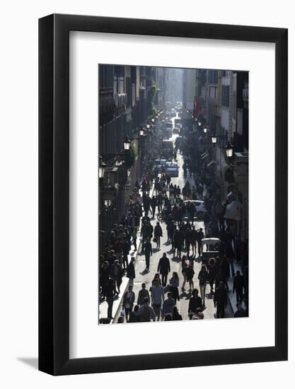 Via Condotti Shopping Street, Rome, Lazio, Italy-Stuart Black-Framed Photographic Print