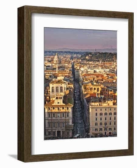 Via Del Corso Ta Sunset, Rome, Lazio, Italy, Europe-Francesco Iacobelli-Framed Photographic Print