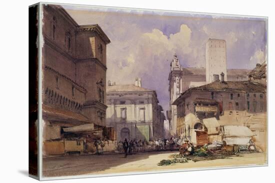 Via Dell'independenza with the Palazzo Comunale, Bologna, 1892 (W/C on Paper)-William Callow-Stretched Canvas