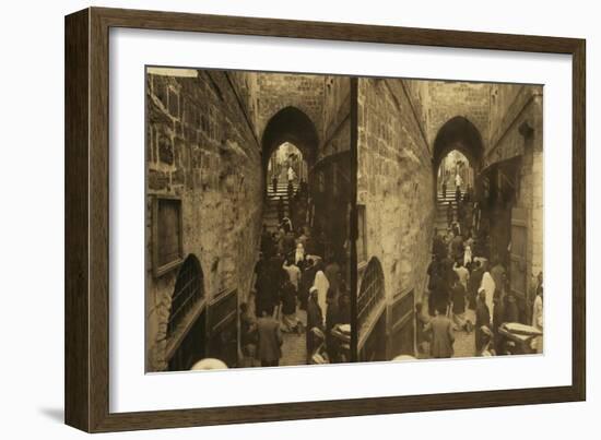 Via Dolorosa, Jerusalem. Pilgrims at Station of the Cross, 1913-null-Framed Giclee Print