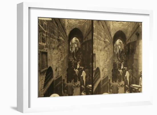 Via Dolorosa, Jerusalem. Pilgrims at Station of the Cross, 1913-null-Framed Giclee Print