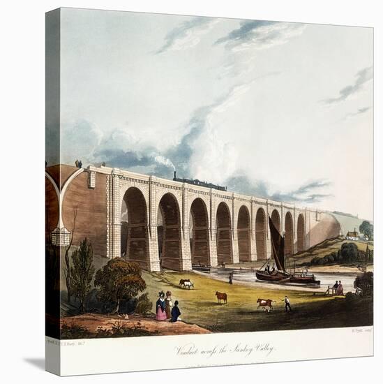 Viaduct across the Sankey Valley, 1831 (Colour Aquatints, Partly Hand-Coloured)-Thomas Talbot Bury-Stretched Canvas
