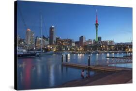 Viaduct Harbour and Sky Tower at Dusk, Auckland, North Island, New Zealand, Pacific-Ian-Stretched Canvas