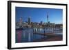 Viaduct Harbour and Sky Tower at Dusk, Auckland, North Island, New Zealand, Pacific-Ian-Framed Photographic Print