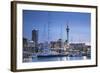 Viaduct Harbour and Sky Tower at Dusk, Auckland, North Island, New Zealand, Pacific-Ian-Framed Photographic Print