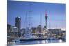 Viaduct Harbour and Sky Tower at Dusk, Auckland, North Island, New Zealand, Pacific-Ian-Mounted Photographic Print