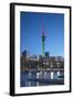 Viaduct Harbour and Sky Tower at Dusk, Auckland, North Island, New Zealand-Ian Trower-Framed Photographic Print